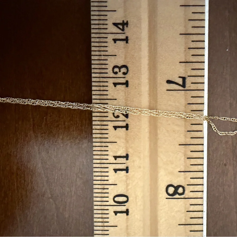 14kt solid gold twisted Singapore rope chain necklace with pear cut pendant - Picture 8 of 8